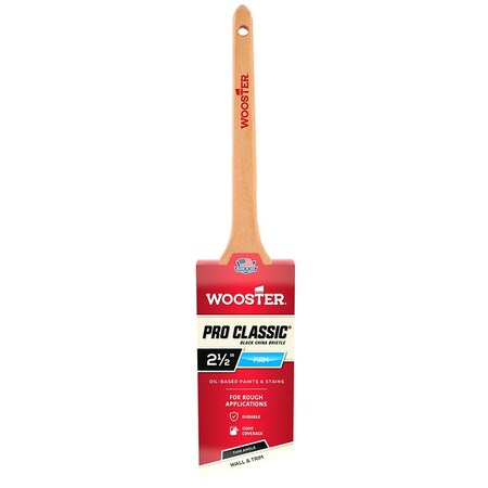 Wooster 2-1/2" Angle Sash Black China Bristle, Paint Brush, Wood Handle Z1294